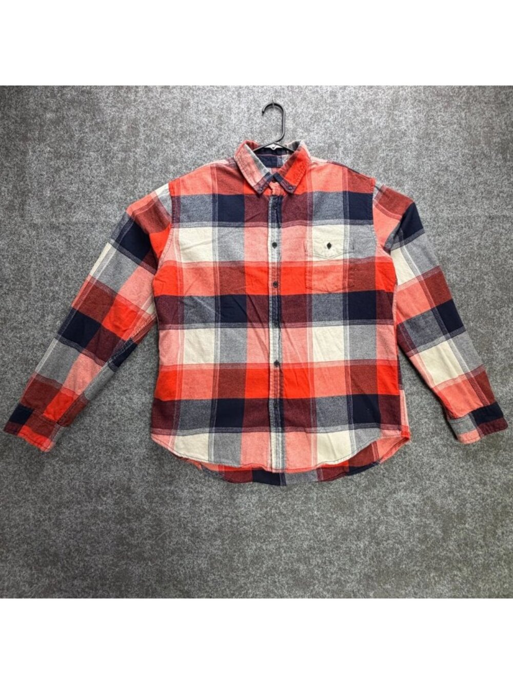 Merona Flannel Shirt Mens L Multicolor Plaid Cotton Button‎ Down Long Sleeve